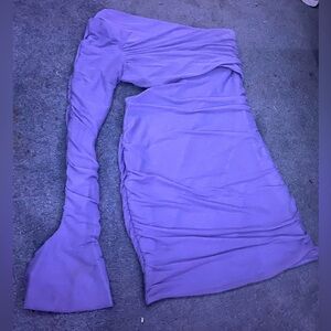 One sleeve cut out mini dress